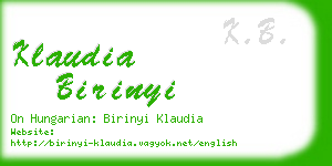 klaudia birinyi business card